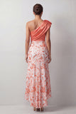Peach Mermaid One Shoulder Asymmetrical Sequins Midi Mother Of the Bride Dress