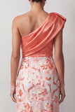 Peach Mermaid One Shoulder Asymmetrical Sequins Midi Mother Of the Bride Dress