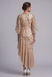 Watermelon Mermaid Asymmetrical Sequins Mother Of the Bride Dress with Ruffles