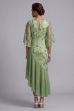 Watermelon Mermaid Asymmetrical Sequins Mother Of the Bride Dress with Ruffles
