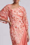 Watermelon Mermaid Asymmetrical Sequins Mother Of the Bride Dress with Ruffles