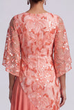 Watermelon Mermaid Asymmetrical Sequins Mother Of the Bride Dress with Ruffles