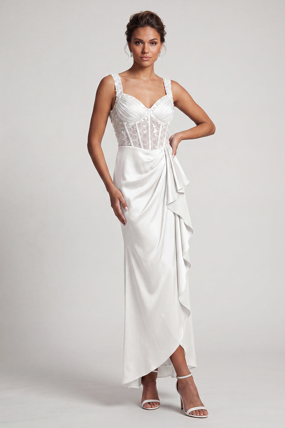 white corset ruched dress White Ruched Corset Slip Mini Dress