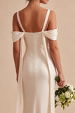 Light Champagne Cold Shoulder Ruched Mermaid Midi Dress