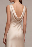 Mermaid Satin Champagne Cowl Neck Maxi Dress