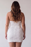 Floral Bodycon Halter Neck Plus Size Little White Dress