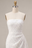 Strapless Floral Bodycon Little White Dress with Sash