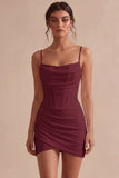 Bodycon Corset Spaghetti Straps Ruched Little White Dress