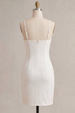 Bodycon Corset Spaghetti Straps Ruched Little White Dress
