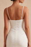 Bodycon Corset Spaghetti Straps Ruched Little White Dress