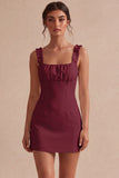 Square Neck Ruffled Bodycon Little White Dress