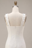 Square Neck Ruffled Bodycon Little White Dress