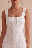 Square Neck Ruffled Bodycon Little White Dress