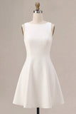 A-Line Bateau Neck Little White Dress