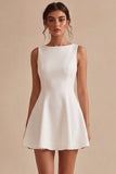 A-Line Bateau Neck Little White Dress