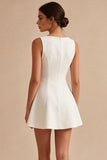 A-Line Bateau Neck Little White Dress