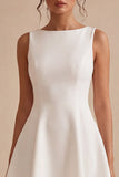A-Line Bateau Neck Little White Dress