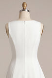 A-Line Bateau Neck Little White Dress