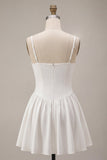 A-Line Spaghetti Straps Little White Dress