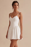 A-Line Spaghetti Straps Little White Dress