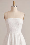 Strapless A-Line Floral Ruffled Little White Dress