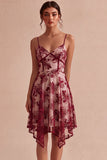 A-Line Ivory Spaghetti Straps Floral Mini Dress