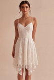 A-Line Ivory Spaghetti Straps Floral Mini Dress