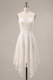 A-Line Ivory Spaghetti Straps Floral Mini Dress