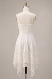 A-Line Ivory Spaghetti Straps Floral Mini Dress