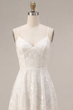 A-Line Ivory Spaghetti Straps Floral Mini Dress
