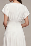 A-Line Chiffon V-Neck Little White Dress