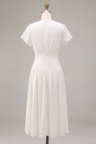 A-Line Chiffon V-Neck Little White Dress