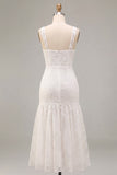 A-Line Thick Straps Floral Little White Dress