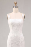 A-Line Thick Straps Floral Little White Dress