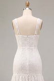 A-Line Thick Straps Floral Little White Dress
