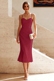 White Mermaid Spaghetti Straps Ruched Midi Dress