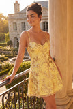 Yellow A-Line Spaghetti Straps Sequins Homecoming Dress