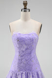 Pink A-Line Strapless Beaded Pearl Floral Short Homecoming Dress