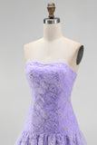 Pink A-Line Strapless Beaded Pearl Floral Short Homecoming Dress