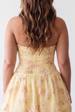 Yellow A-Line Halter Neck Floral Embroidered Plus Size Homecoming Dress