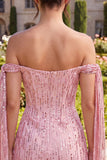 Sparkly Champagne Off the Shoulder Bodycon Sequins Homecoming Dress