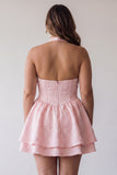 Pink Cowl Neck Corset A-Line Tiered Plus Size Homecoming Dress