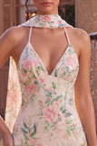 Sparkly White Pink Flower Bodycon Sequins Homecoming Dress with Fringes