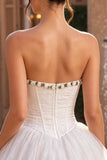 Lace Sweetheart White A-Line Corset Short Homecoming Dress with Ruffles