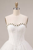 Lace Sweetheart White A-Line Corset Short Homecoming Dress with Ruffles