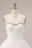 Lace Sweetheart White A-Line Corset Short Homecoming Dress with Ruffles
