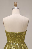Olive A-Line Tiered Strapless Sequins Short Homecoming Dress