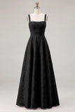 Dusty Sage Floral A-Line Square Neck Ruched Long Bridesmaid Dress