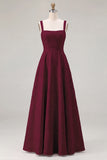Dusty Sage Floral A-Line Square Neck Ruched Long Bridesmaid Dress