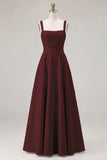 Dusty Sage Floral A-Line Square Neck Ruched Long Bridesmaid Dress
